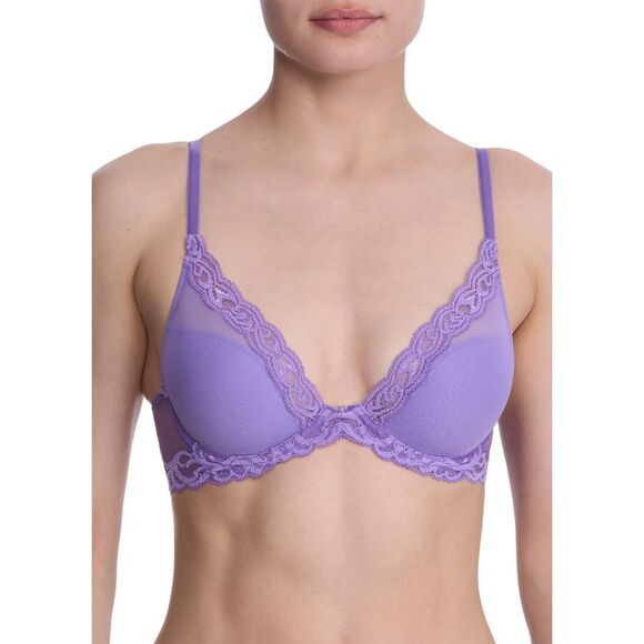 Natori Womens Feathers Plunge T-Shirt Bra 34D Violet Blue - NWT - Picture 1 of 5